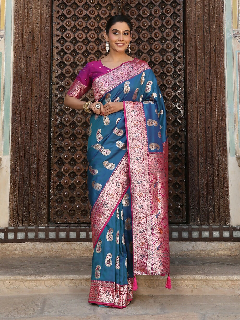 Shree Shyam Fashion Sky Blue Silk Saree