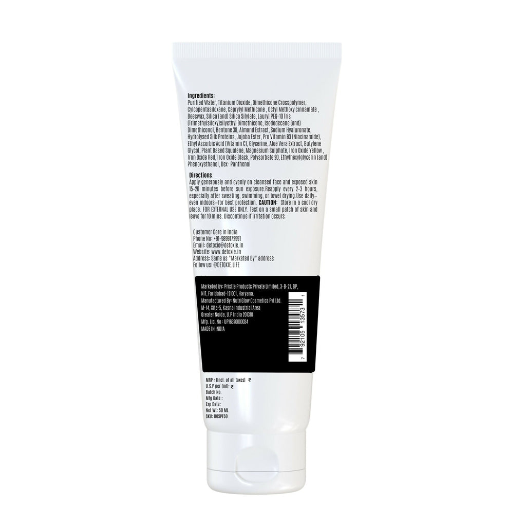 Detoxie Squalene & Silk Protiens SPF50 Sunscreen Gel For All Skin Types