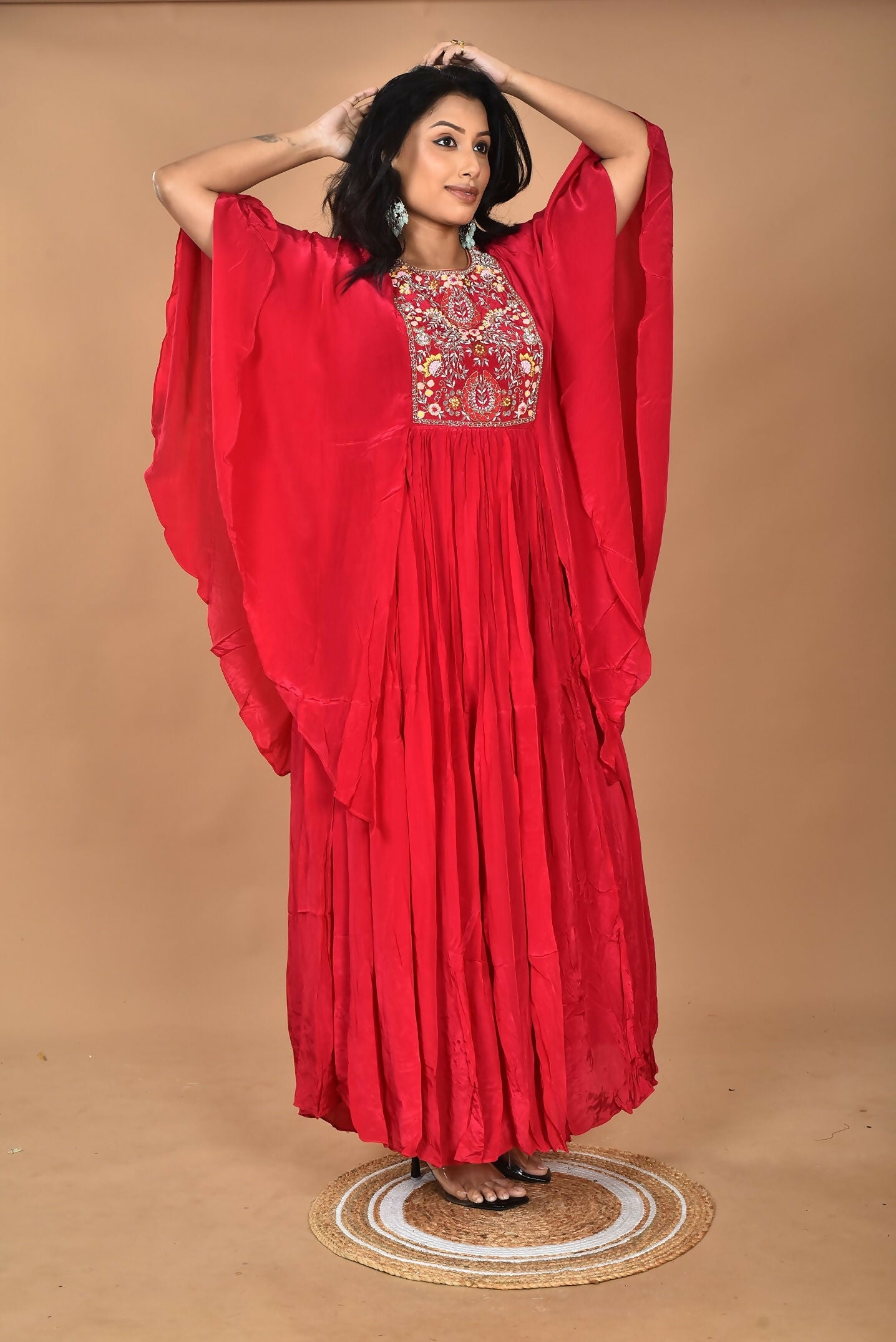Morchari Kaftan Zari Embroidery Work Gown-Rani