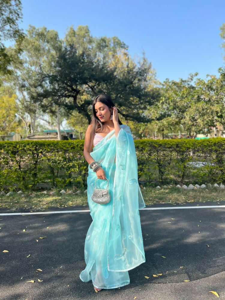 Vamsee Samriddhi Blue Organza Saree