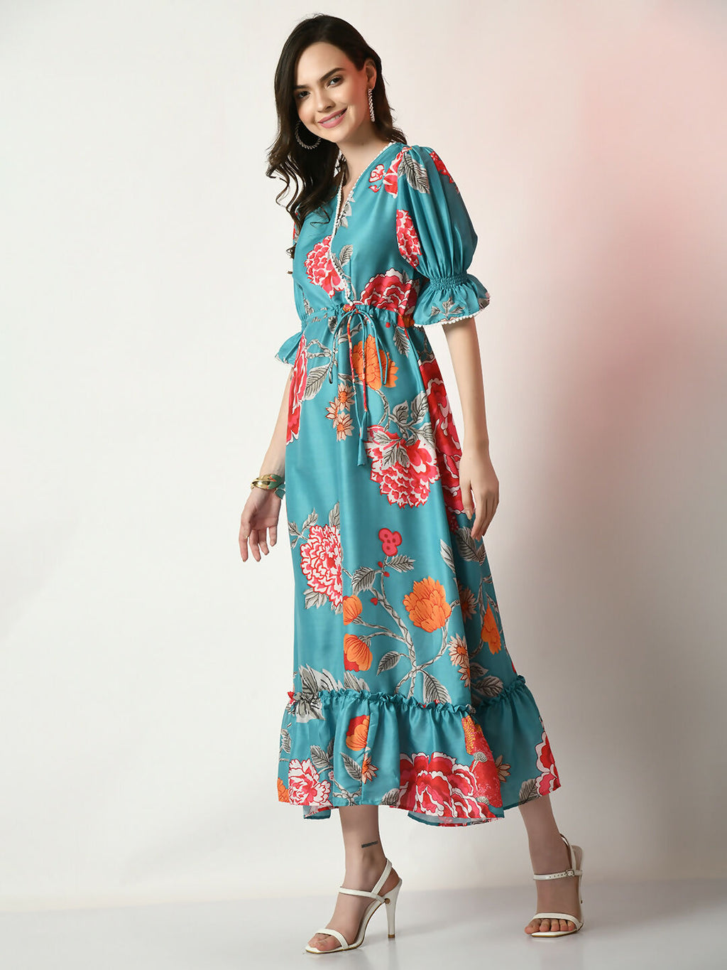 Myshka Women's Sea Green Printed Dress