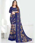 Blue Georgette Bandhani Printed Saree With Unstitched Blouse Piece - Jyoti