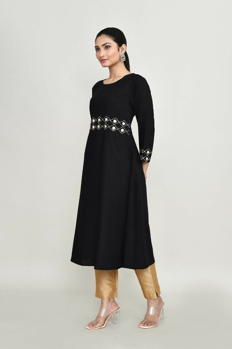 Joban Fashion Black Rayon Kurta Set