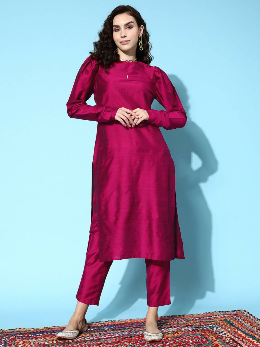 Ahalyaa Women's Traditional wear Kurta Set - Burgundy