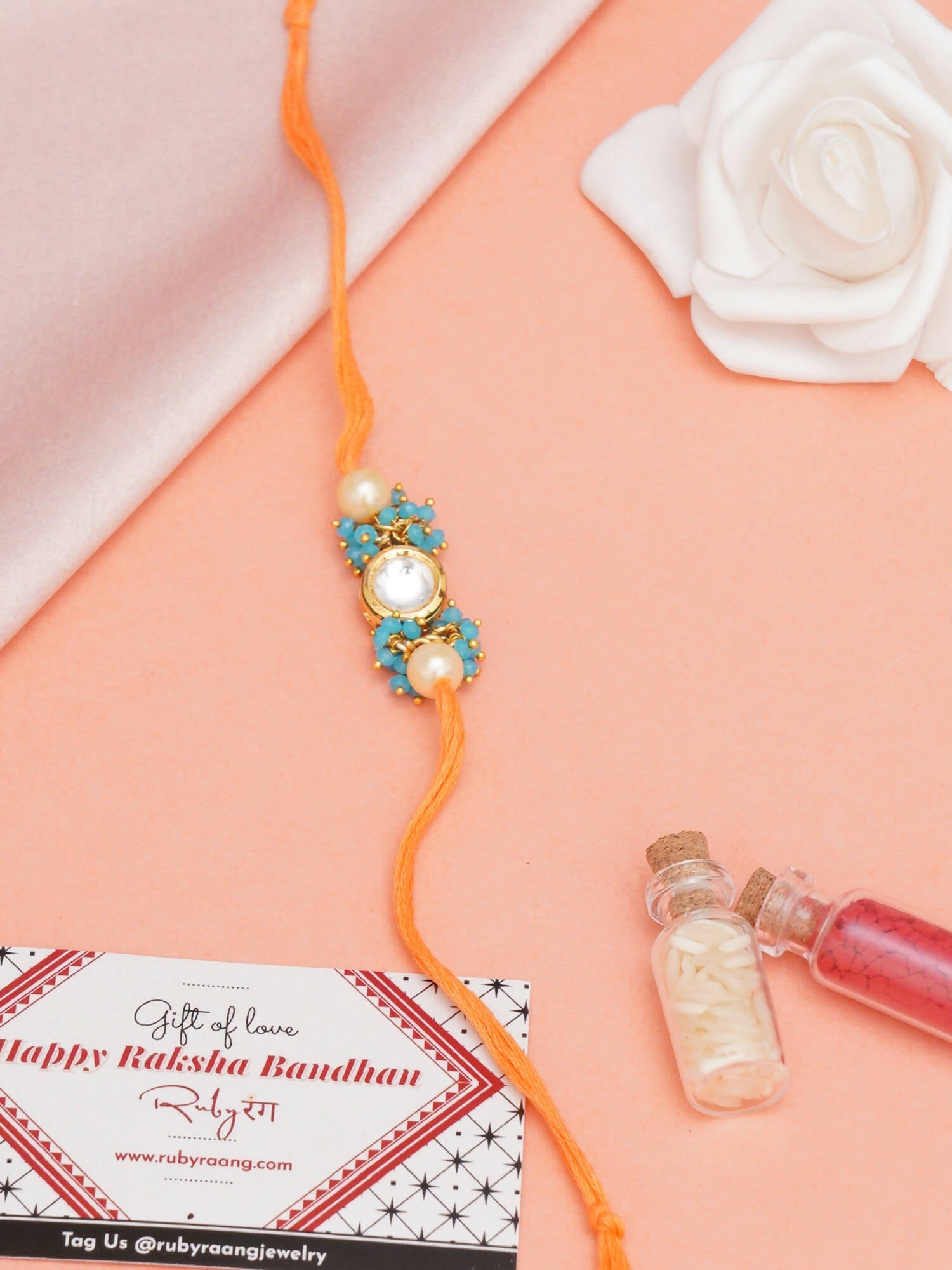 Designer kundan Rakhi - Ruby Raang