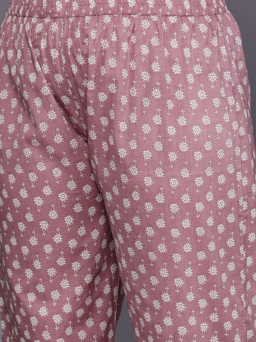 Sztori Plus Size Floral Printed Sequinned Pure Cotton A Line Kurta & Trousers With Dupatta