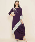 Women Republic Purple Assmetrical Kurta With Cowl Dhoti