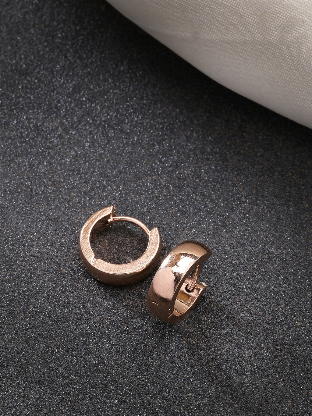 NVR Men's Rose Gold Stainless Steel Hoop Earrings