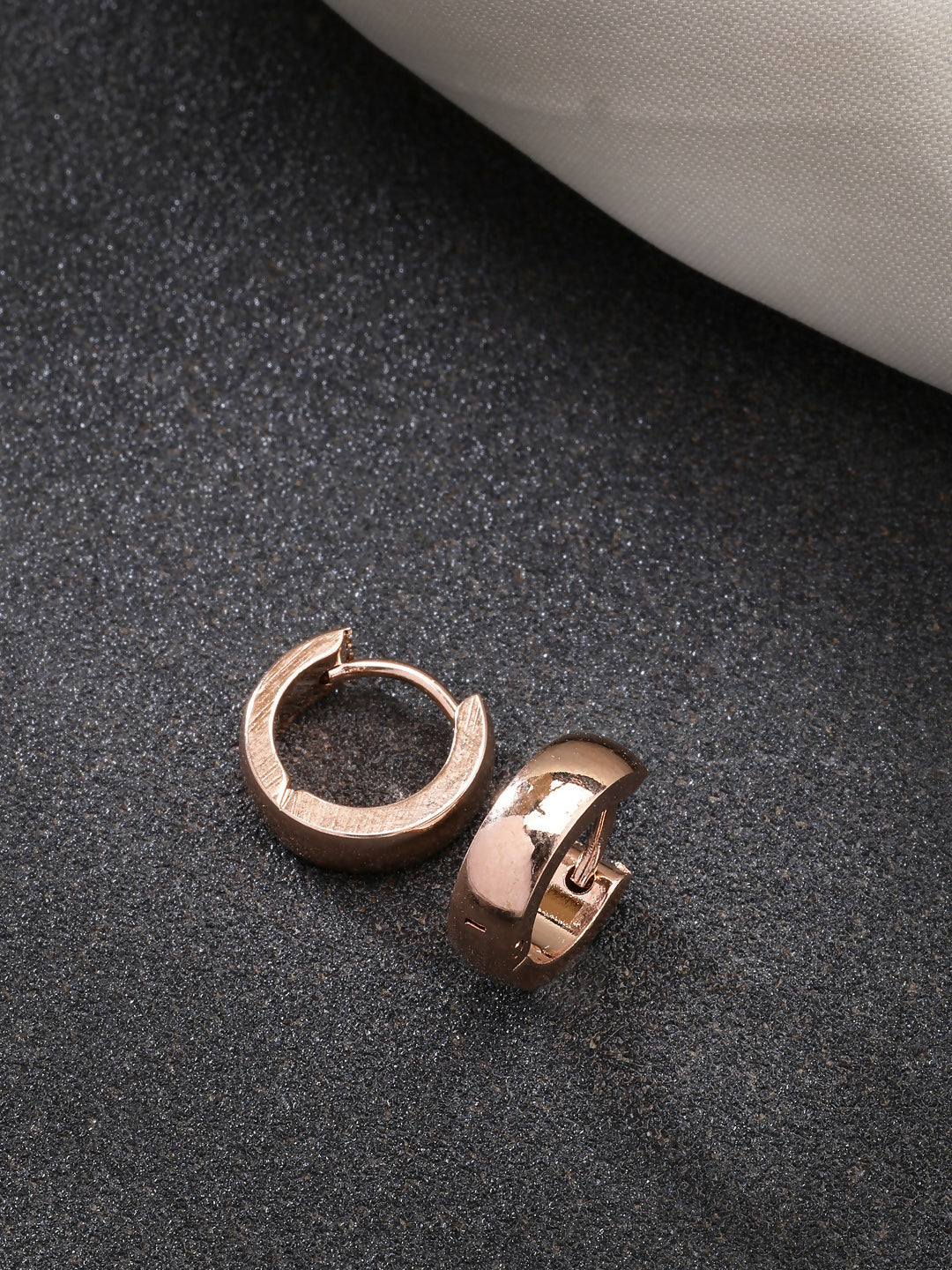 NVR Men's Rose Gold Stainless Steel Hoop Earrings