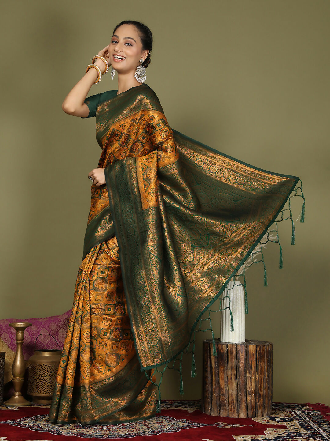 Shree Shyam Fashion Lichi Silk Yellow Saree