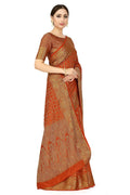 Mimosa Women's Rust Orange Patola Art Silk Saree
