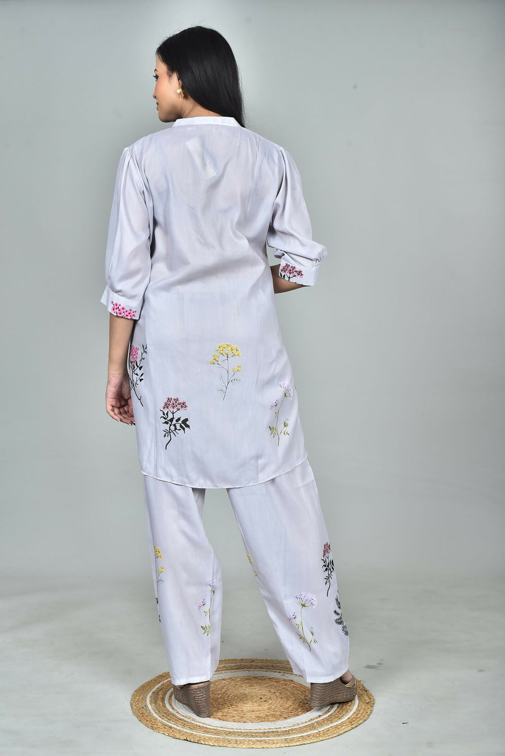 Morchari Digital Print Semi Muslin Co-Ord Set Top & Trouser-Multicolor