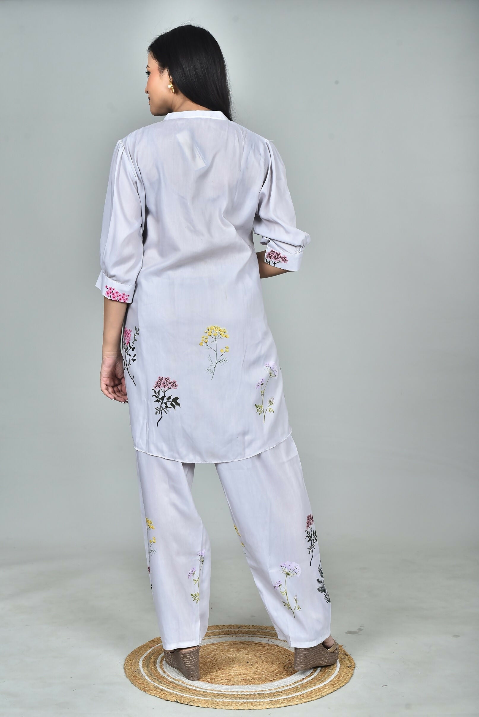 Morchari Digital Print Semi Muslin Co-Ord Set Top & Trouser-Multicolor