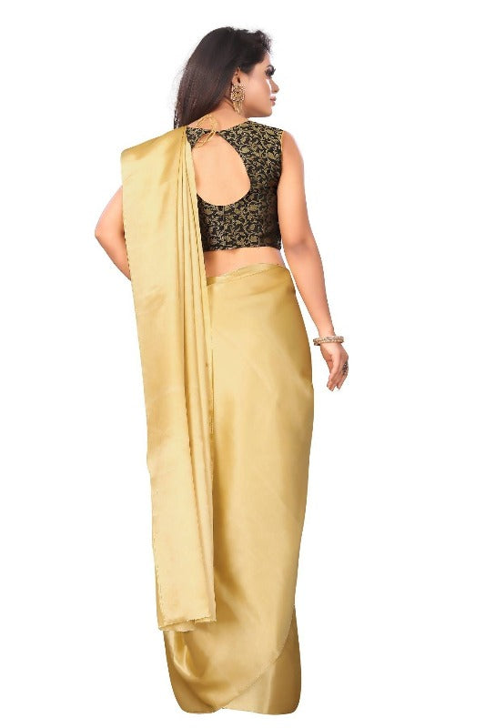 Vamika Golden Satin Designer Saree (PAVITRA GOLD)