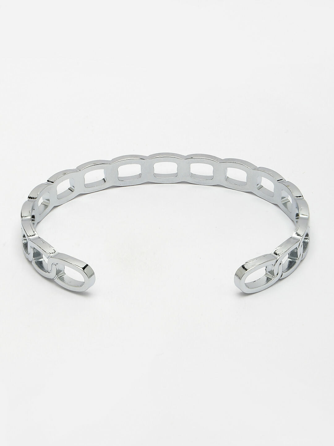 NVR Men's Silver-Plated Metal Cuff Bracelet