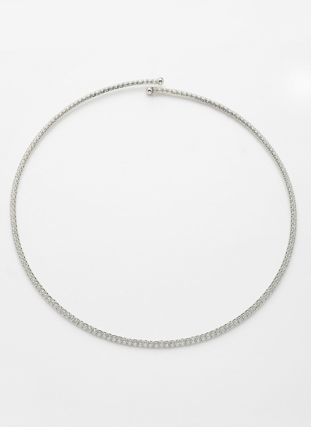 NVR Women's Silver-Toned CZ-Studded Choker Necklace