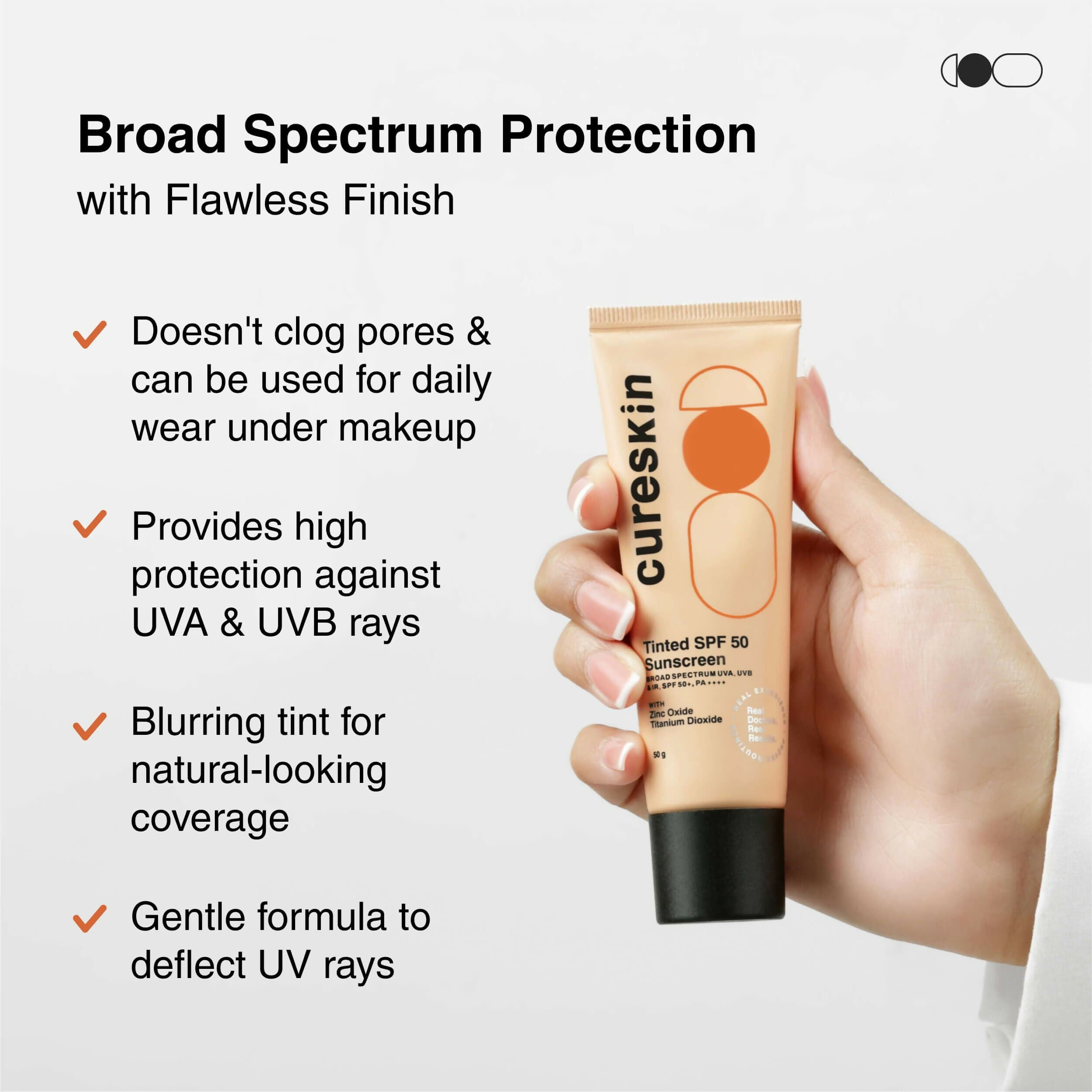 Cureskin Mineral Sunscreen Matte Finish Tinted SPF 50 PA++++