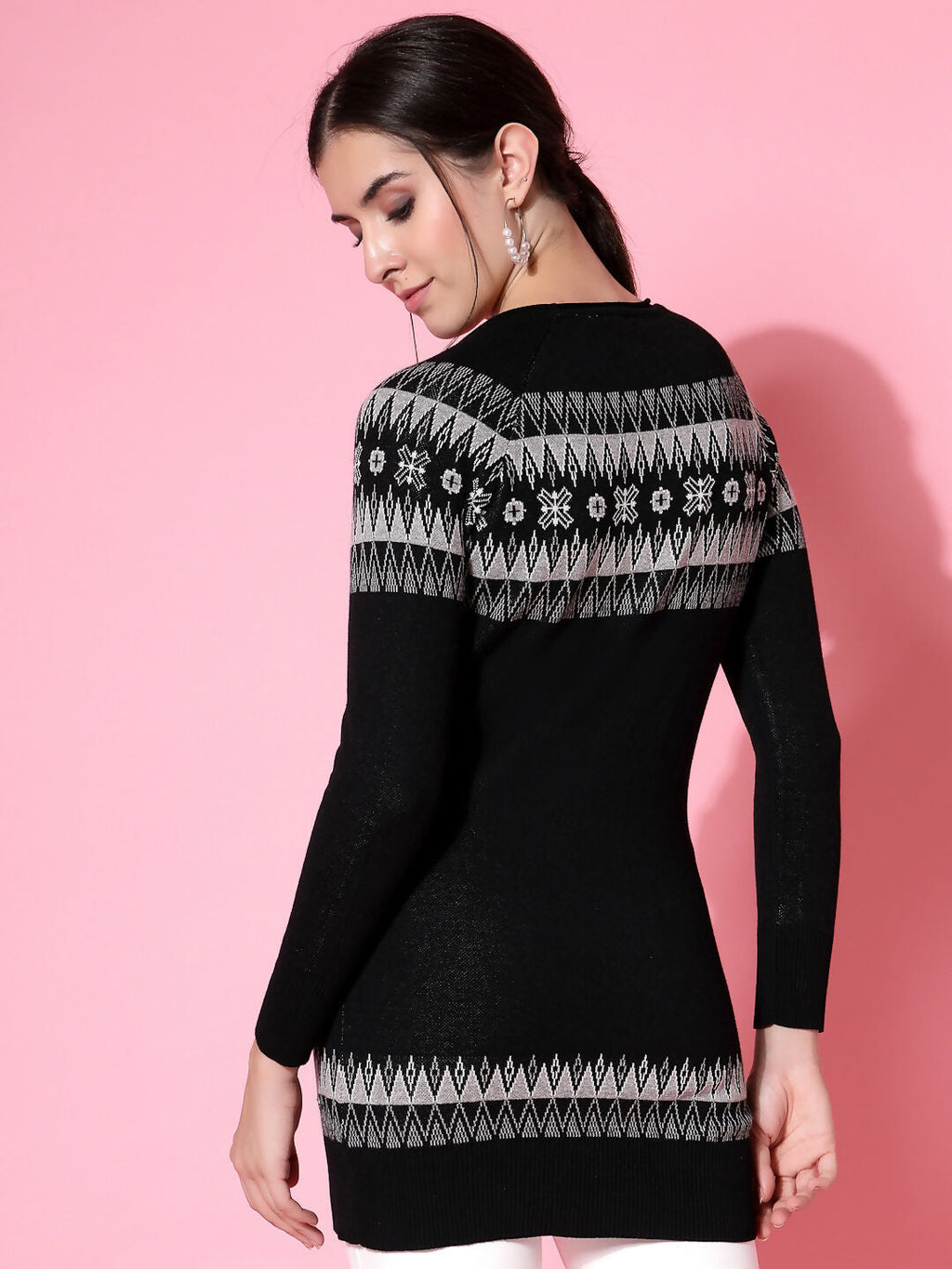 Women Winter Black Cotton Dress - Wool Trees