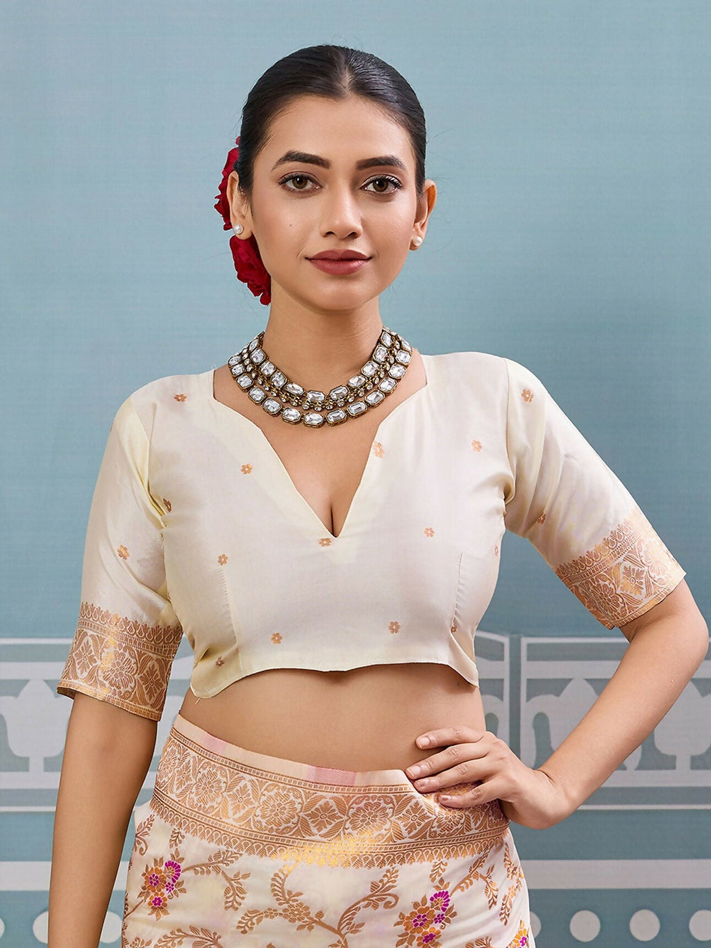 Shree Shyam Fashion Cream Silk Saree