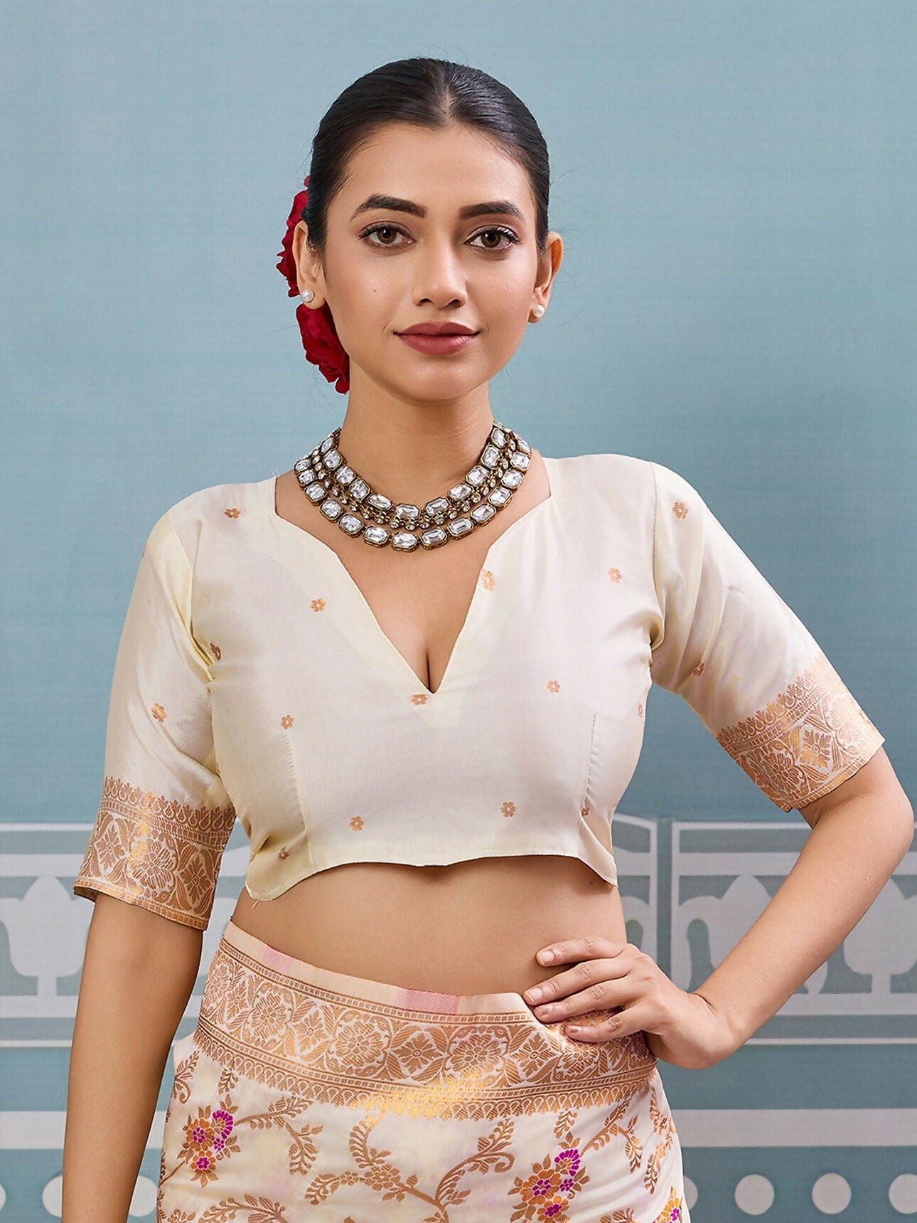 Shree Shyam Fashion Cream Silk Saree