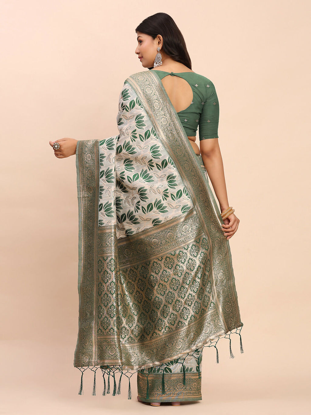 Shree Shyam Fashion Linen Cotton Green Saree