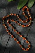 Mominos Fashion Joharkamal Gold-Polished Statement Rudraksha Mala Long Necklace (Golden)