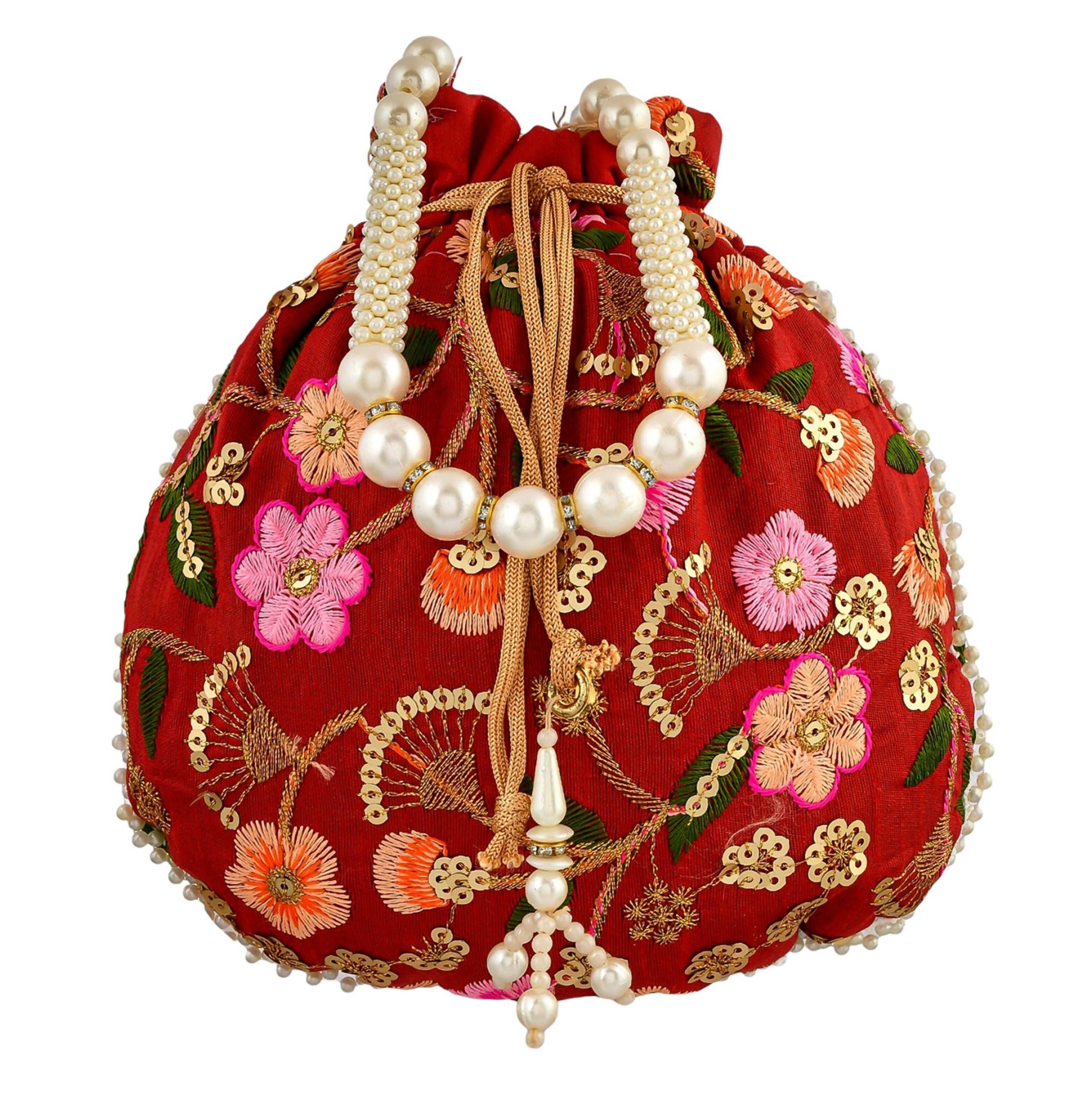 Joban Fashion Silk Wedding Potli - Red