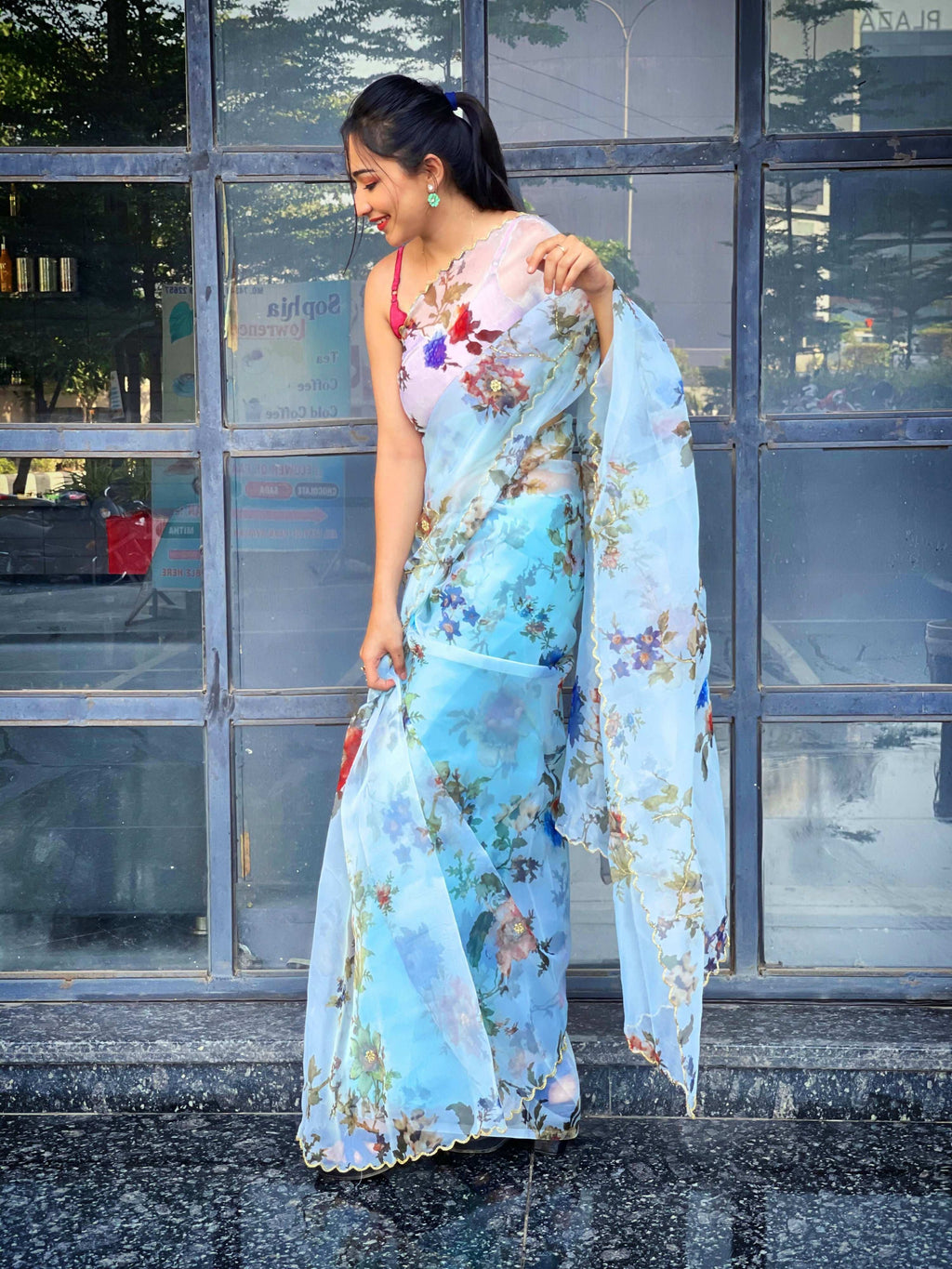 Vamsee Saras Sky Organza Saree