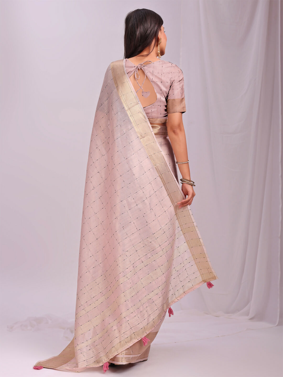 Shree Shyam Fashion Organza Peach Saree