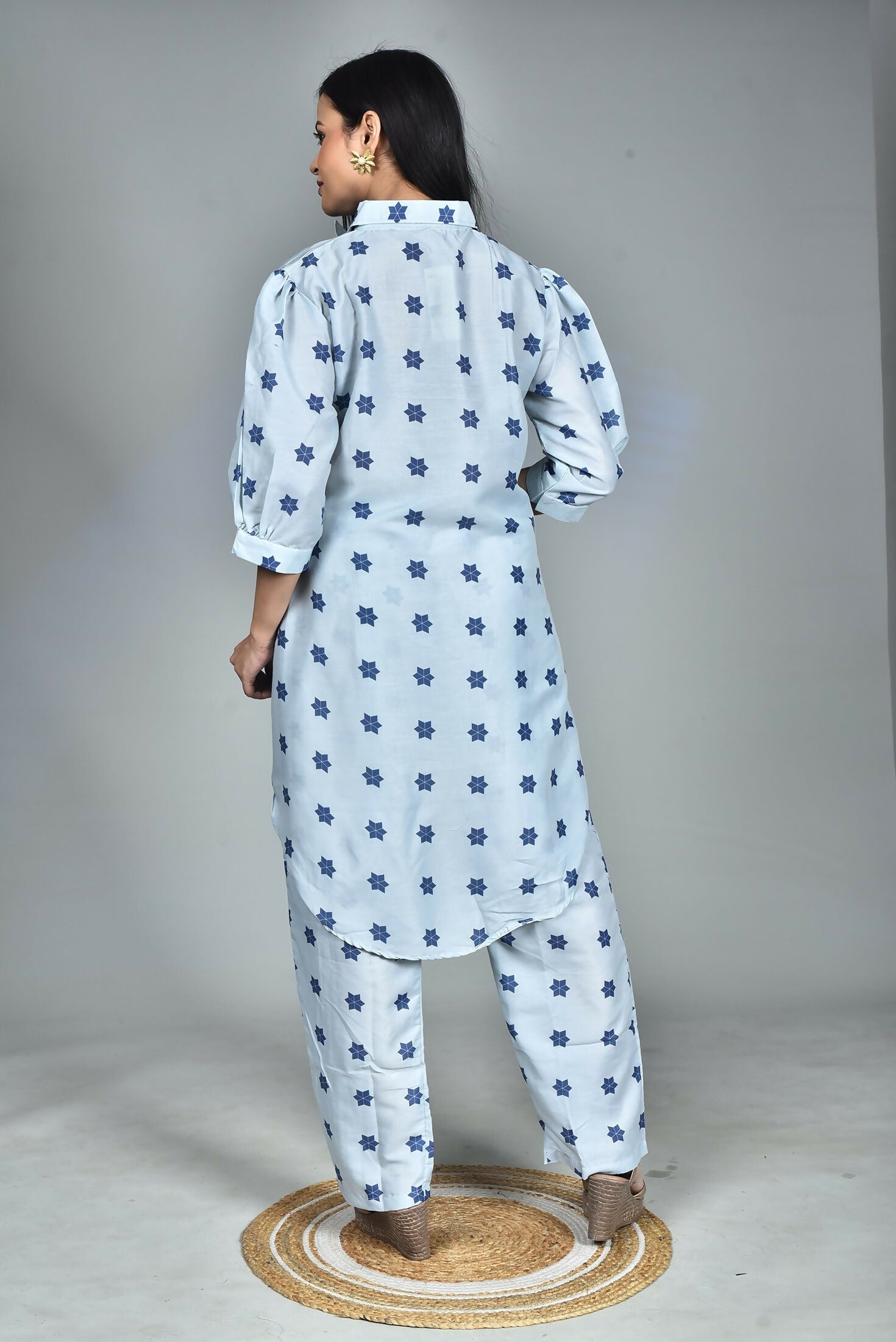 Morchari Digital Print Semi Muslin Co-Ord Set Top & Trouser-Multicolor