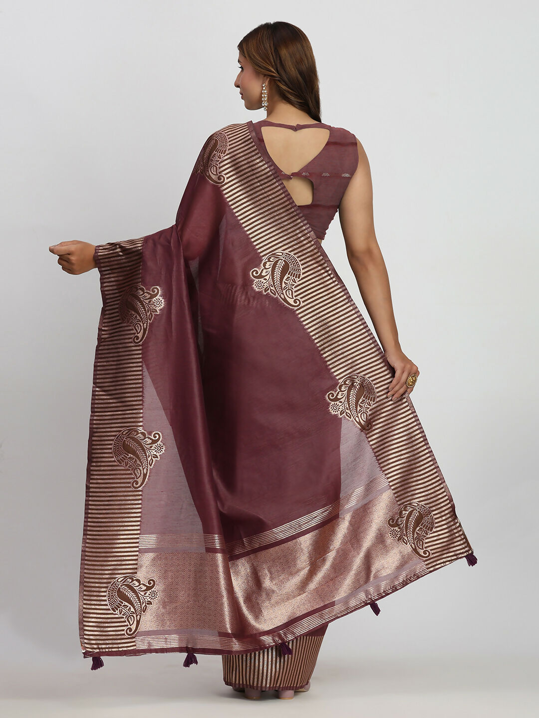 Shree Shyam Fashion Linen Cotton Purple Saree