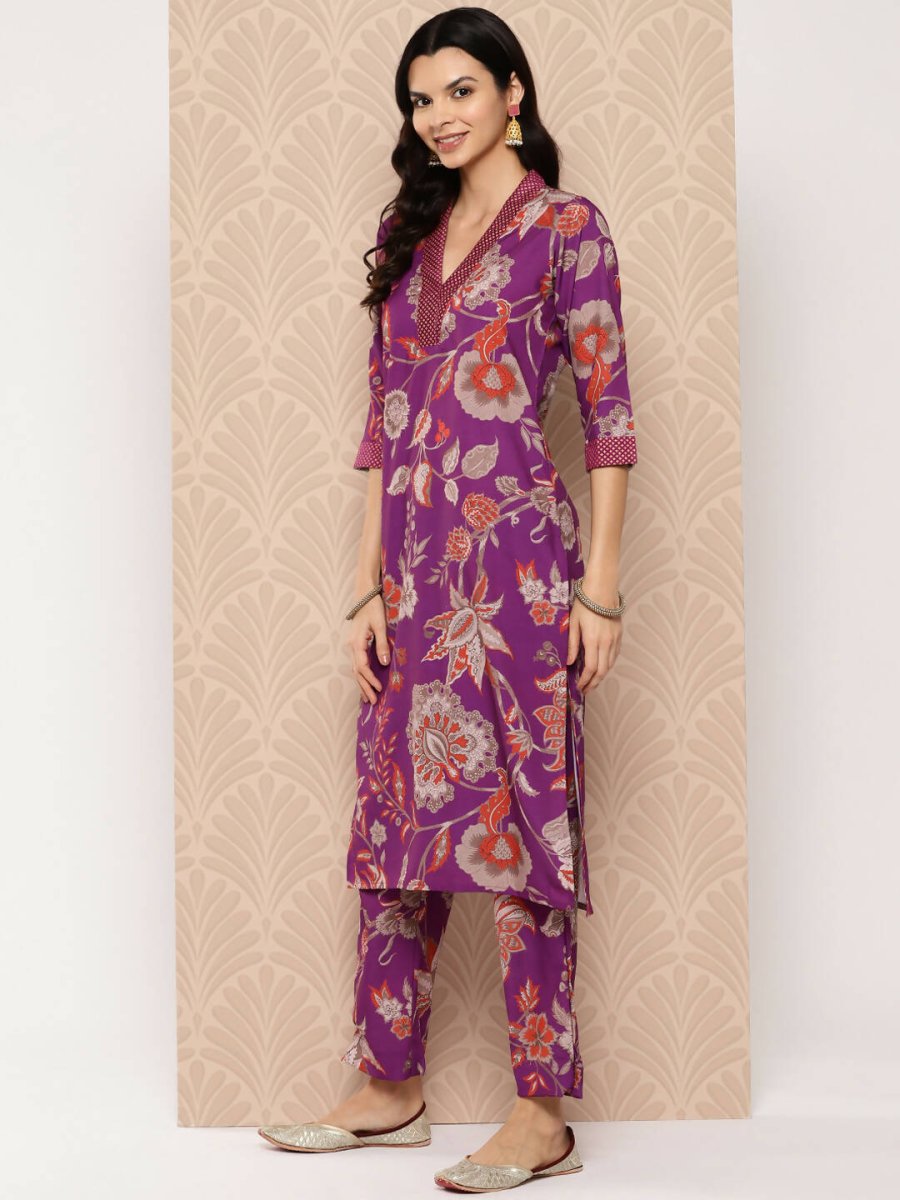 Ahalyaa Women's Traditional wear Kurta Set - Purple
