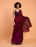 Suta Purple Maroon Colourblocked Cotton Acrylic Saree