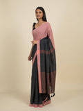Suta Grey Peach-Coloured Pure Cotton Saree
