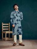 Blue Viscose Designer Sequance Embroidery Work Men's Kurta Set - Mahotsav