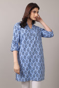 Jaitra Apparels Women Printed Pure Cotton Straight Kurta (Sky Blue)