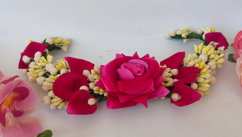 Pink Rose Flower Hair Gajra