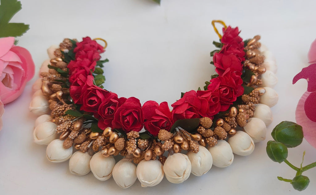 Red & Gold Flower Hair Gajra
