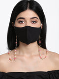 Stone And Gold-Polished Mask Chain - Ruby Raang