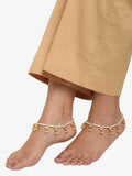 Women's White Gold Pearl Anklets - Ruby Raang