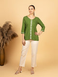 Gharana India Luxury Rayon Green Chikankari Top