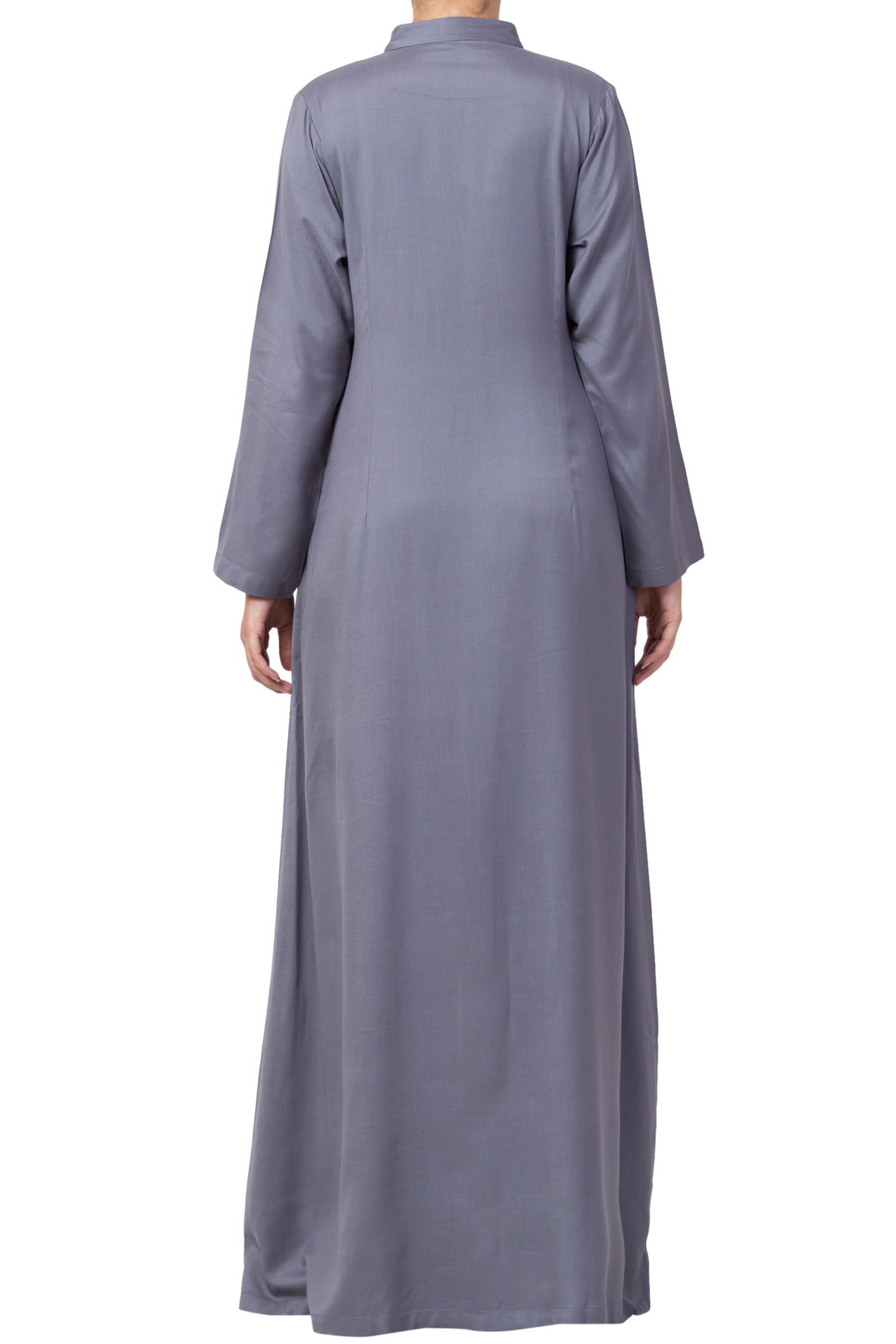 Bashariya Simple Front Open Abaya In Rayon Fabric With Pockets - Grey