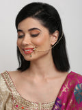 Gold-Polished Kundan Nose Ring - Ruby Raang