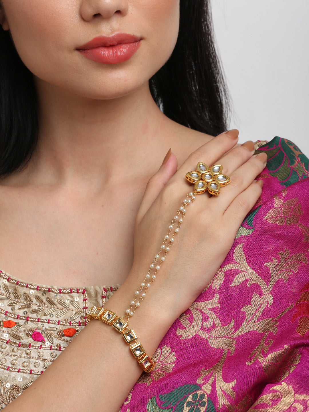 Kundan Bracelet - Ruby Raang