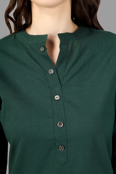 House of RP Women's Green Solid Cotton Straight Kurta