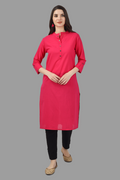 House of RP Women's Pink Solid Cotton Straight Kurta