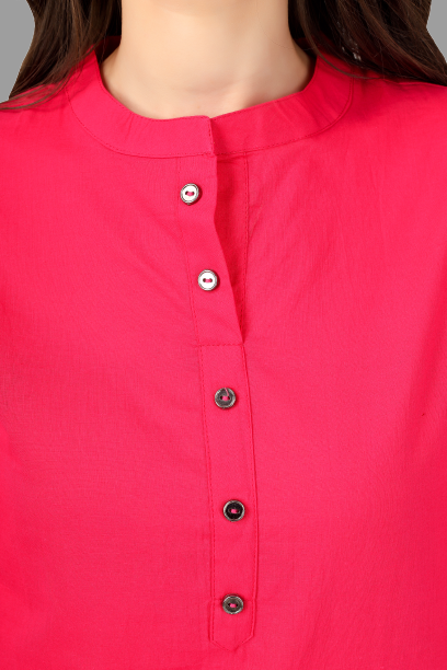 House of RP Women's Pink Solid Cotton Straight Kurta