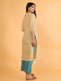 Aramya Straight Soft Cotton Block Print Women's Kurta - Yellow