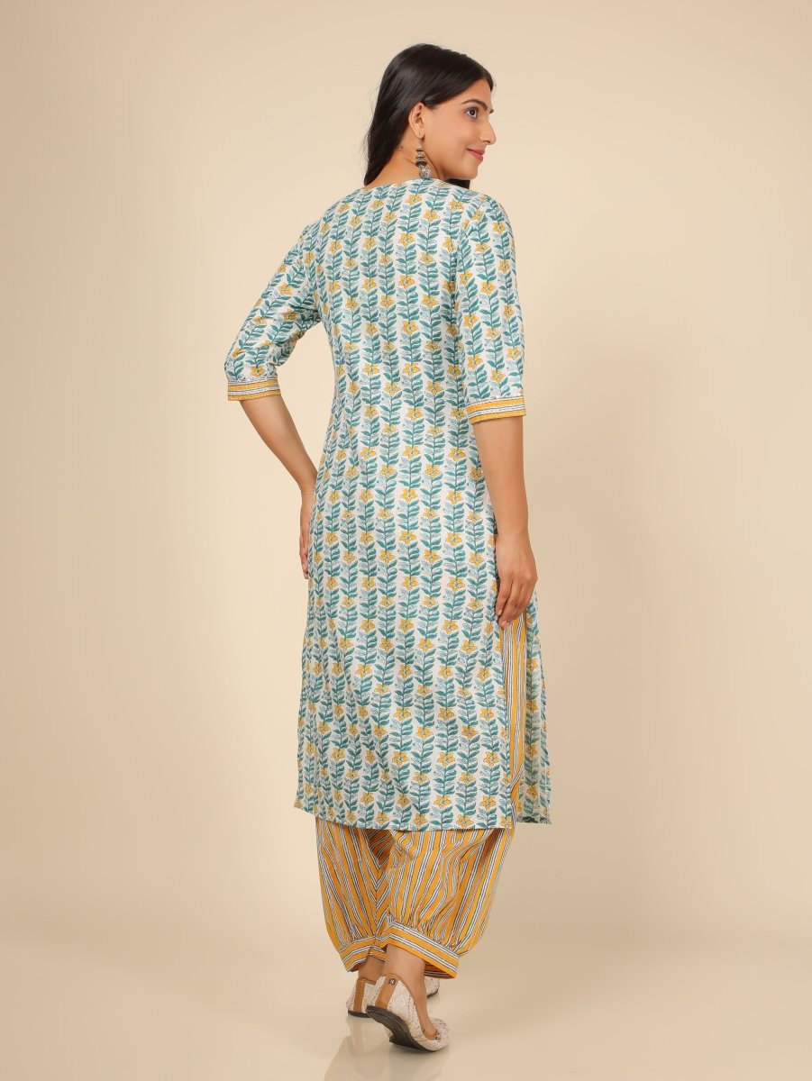 Aramya Straight Soft Cotton Floral Print Women's Kurta - White