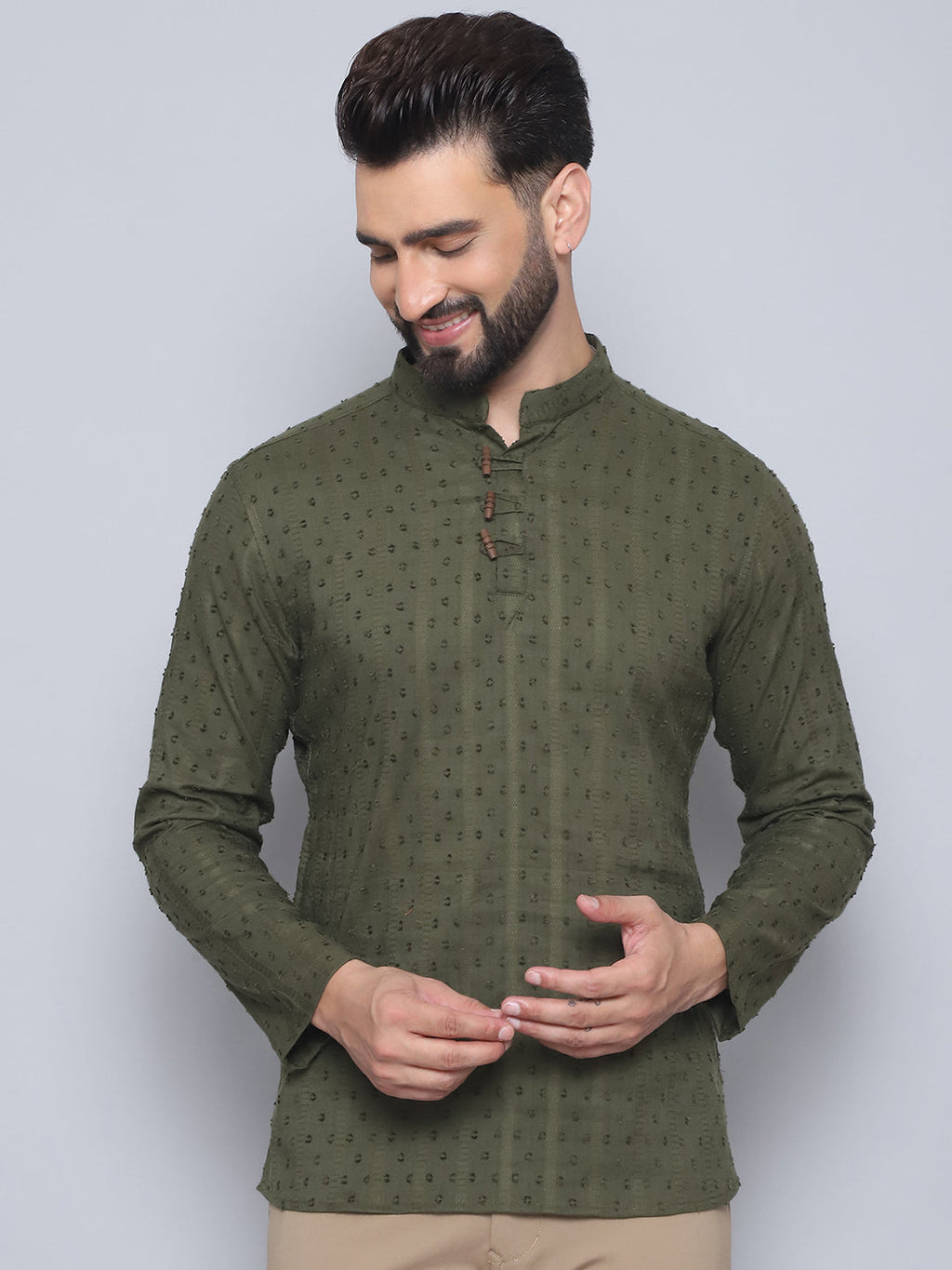Even Apparels Men's Loop Wooden Button Kurta